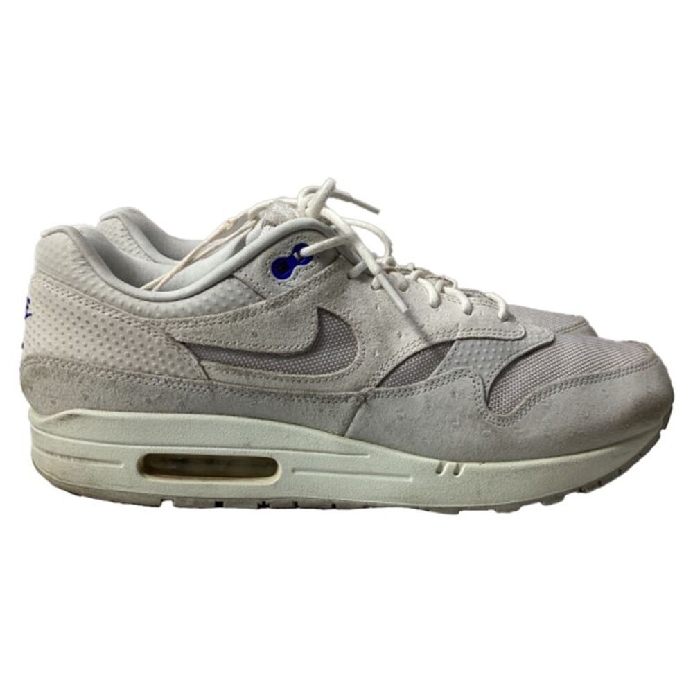 Nike Air Max 1 Pure Platinum Racer Sneakers in White Suede